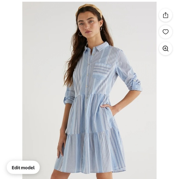 Time and Tru Light Blue and White Striped Dress size small. NWT! - Picture 1 of 11